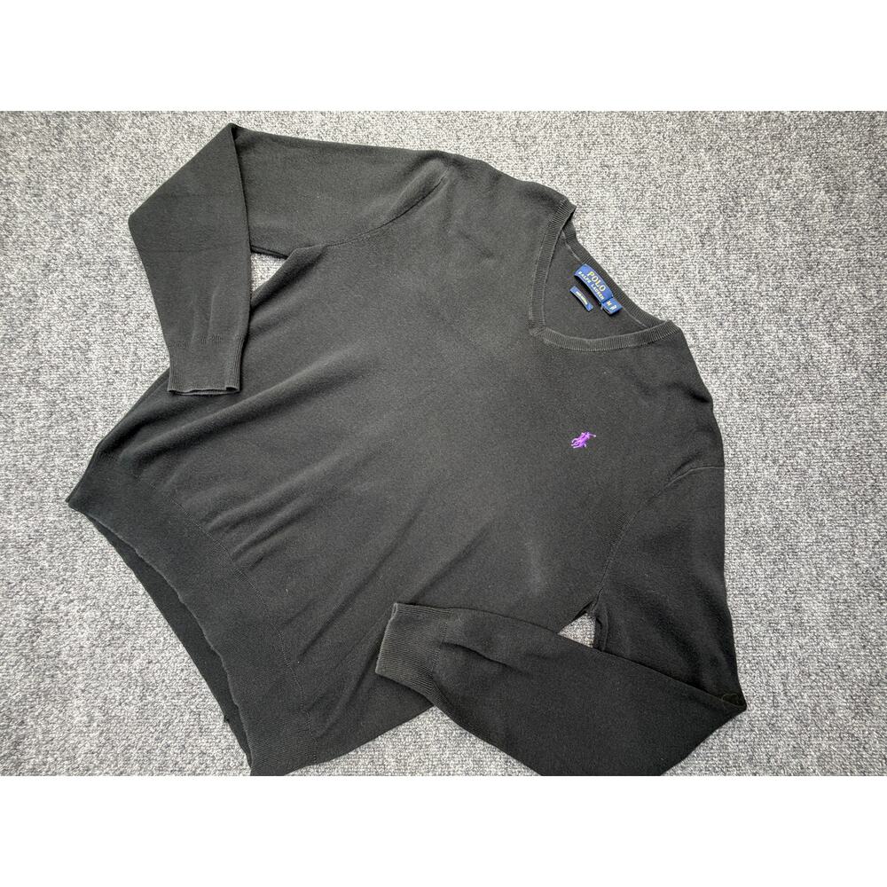 Polo Ralph Lauren V Neck Sweater Pima Cotton Black M
